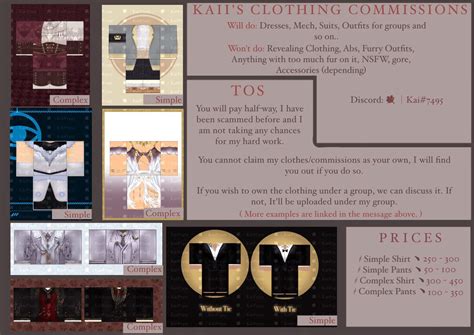 Clothing Commissions - Roblox