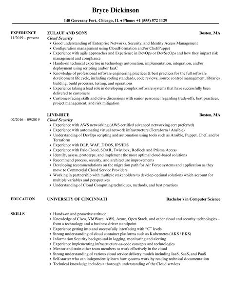 Cloud Security Resume