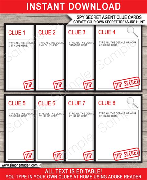 Clue Card Template