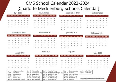 Cms K12 Nc Us Calendar