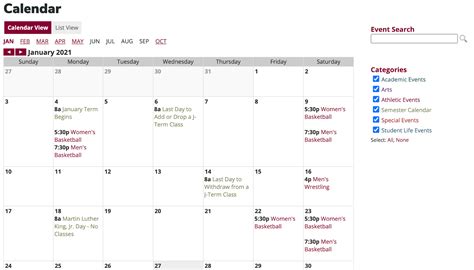 Cmu Calendar Of Events