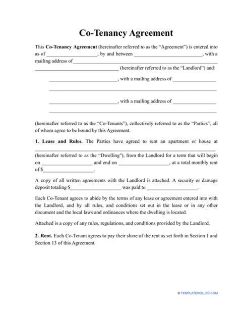 Co Tenancy Agreement Template