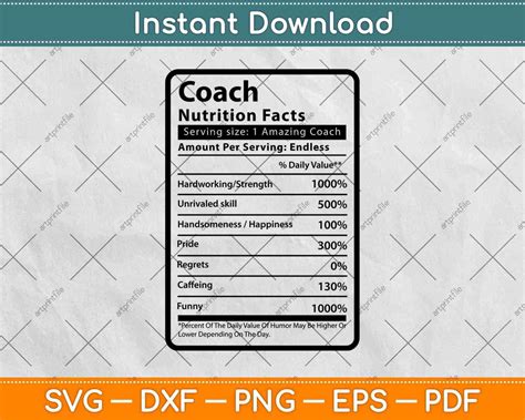 Download Coach Nutritional Facts DXF Files