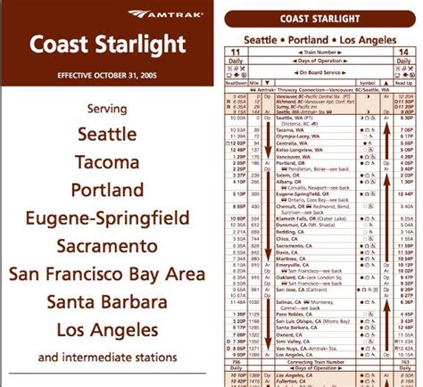 Coast Starlight Schedule 071513,0 Land Transport Public Transport