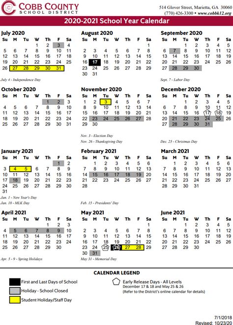 Cobb County Calendar