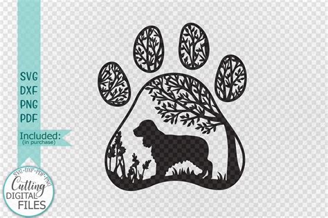 Download Cocker Spaniel Paw Dog Sign Svg Cut... Silhouette