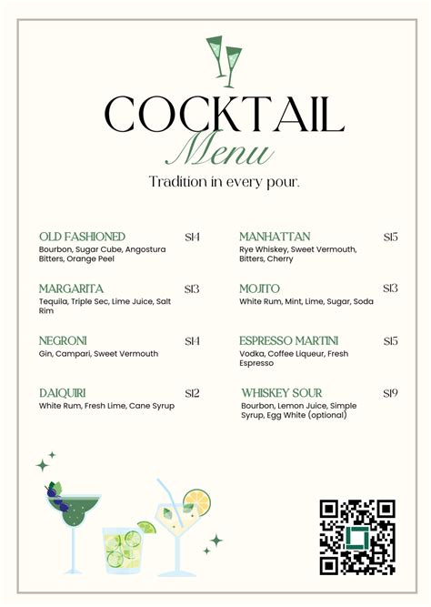 Cocktail Menu Template Free