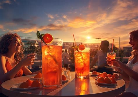 Cocktails on rooftop bar