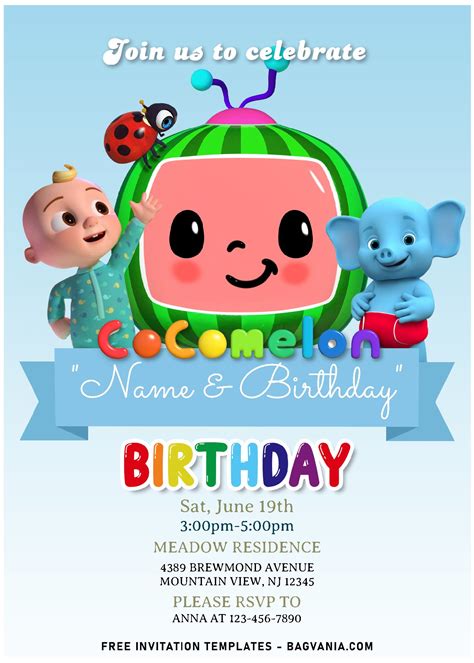 Cocomelon Birthday Invitation Template Free