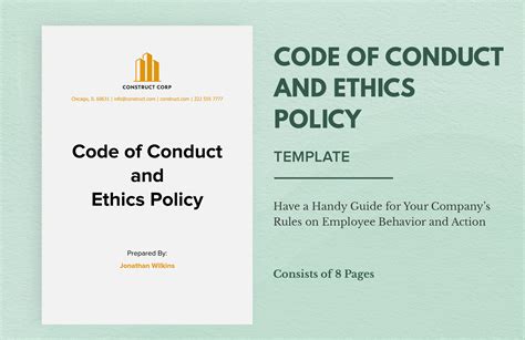 Code Of Ethics Policy Template
