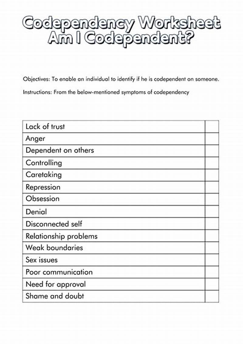 Codependency Worksheets Printable