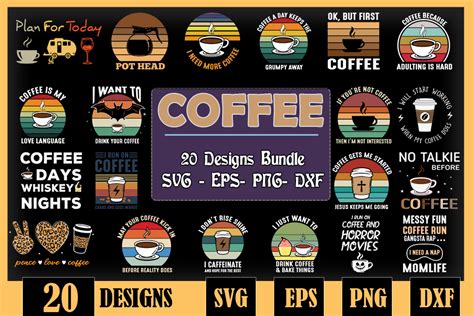 Download Coffee Bundle SVG - 20 Designs Images