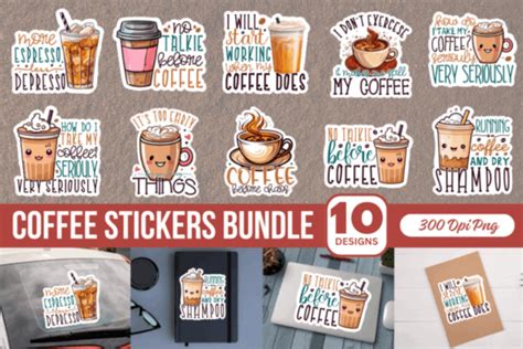 Download Coffee Printable Stickers Bundle. Cameo