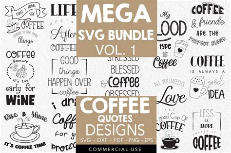 Download Coffee Quotes Svg Bundle Vol 1 Files DXF Files