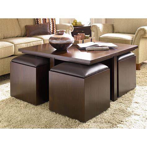 Coffee Table With 2 Ottomans Underneath