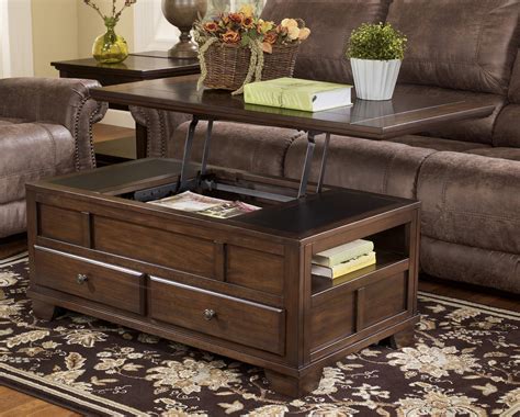 Lift Top Coffee Table, Adjustable Wood Table with Hidden Storage