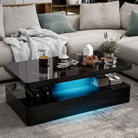 Coffee table with LED lights modern design