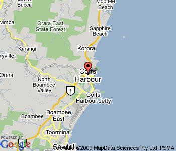 Map of Coffs Harbour, NSW Hotels
