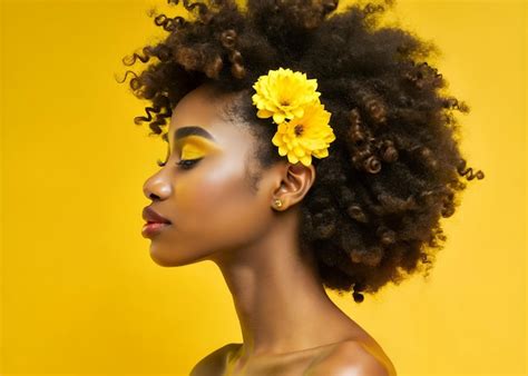 Coiffure Afro Jaune