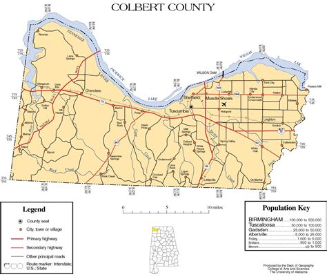 [OC] My first map that looks decent. Map of Colbert County, Alabama. I