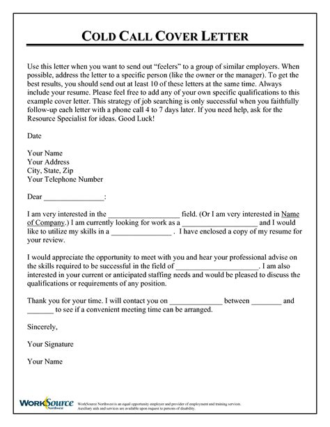Cold Call Cover Letter