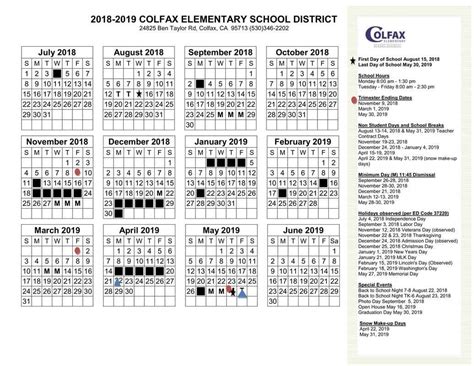 Colfax Elementary Calendar