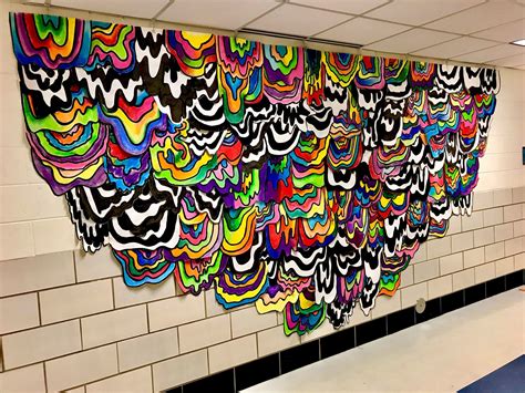Jen Stark collaborative mural I made with my 5th grade students! Wood