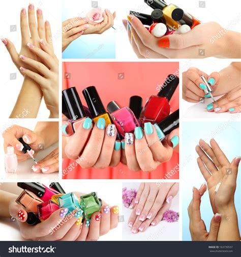 Collage Beautiful Woman Manicure