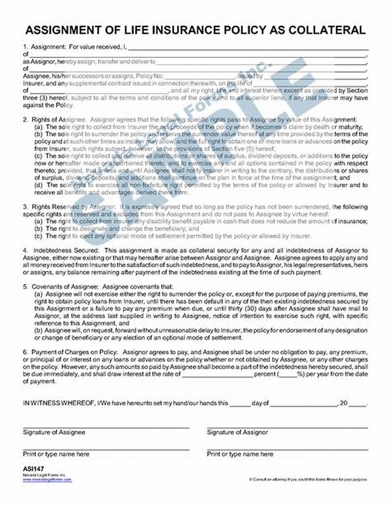 Collateral Assignment Of Life Insurance Form