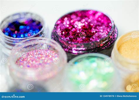 Collection Nail Glitters Different Colors