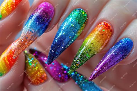 Collection Rainbow Colored Makeup Nail