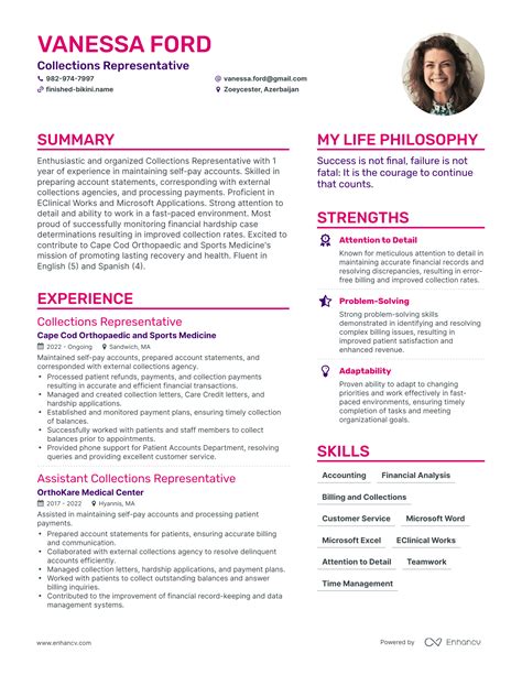 Collection Resume Sample