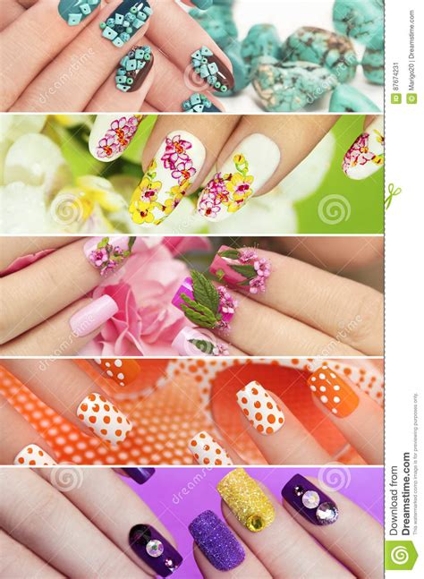 Collection Trendy Colorful Various Manicure