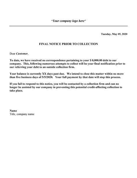 44 Effective Collection Letter Templates & Samples ᐅ TemplateLab