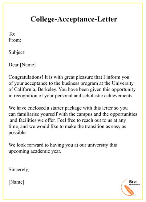 College Acceptance Letter Gotilo