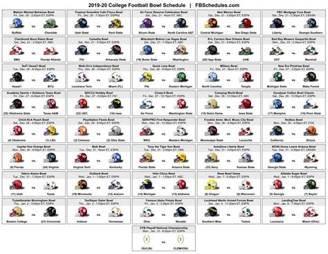 College Bowl Schedule Printable Pdf