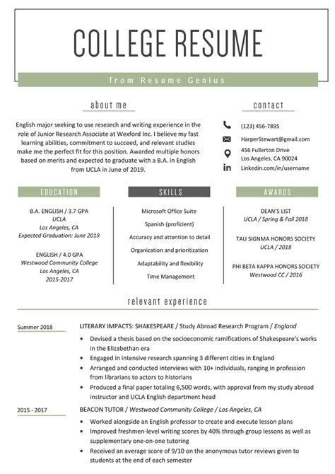 College Student Resume Sample Writing Tips Resume Genius