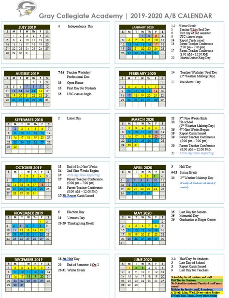 Collegiate Academy Calendar