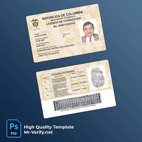 Colombia Driver License Template