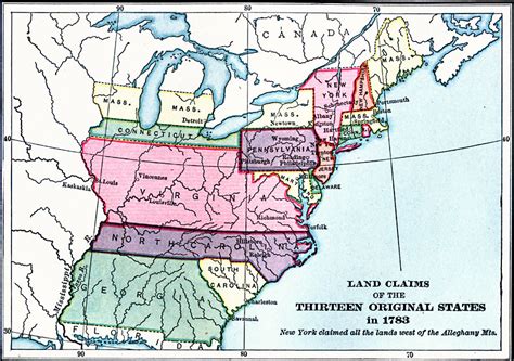 Land Claims of the Thirteen Original States in 1783 Genealogy history