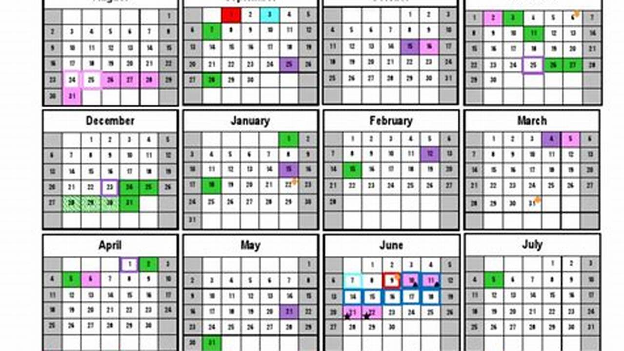 Color Coded Calendar 2025