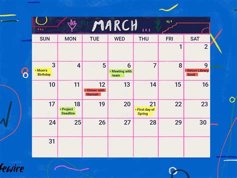Color Coded Calendar Template