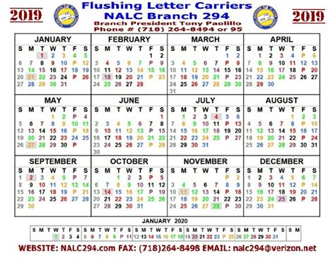 Color Coded Calendar Usps