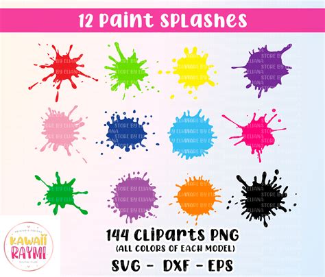 Download Color / Paint Splashes Background Bundle Cricut SVG DXF Files