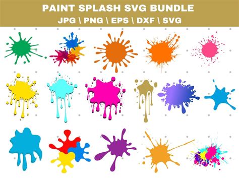 Download Color / Paint Splashes Background Bundle Silhouette DXF Files