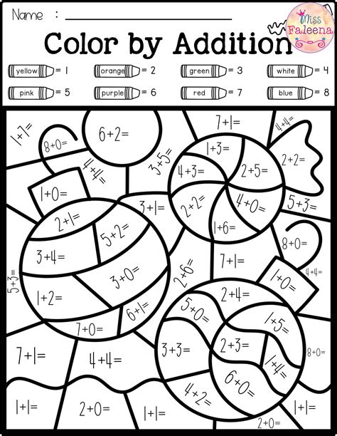 Color By Addition Worksheets