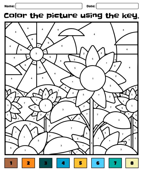 Color By Number Flower Preschool