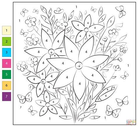 Color By Number Flowers
