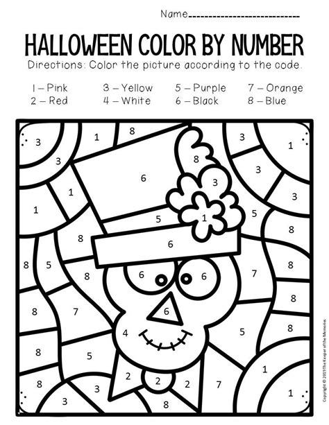 Color By Number Halloween Worksheets