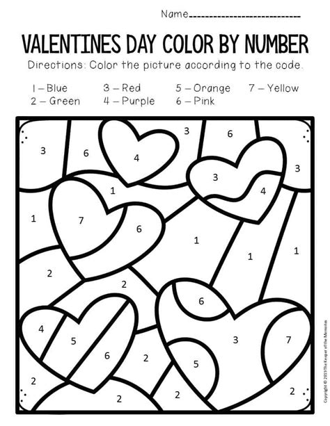 Color By Number Valentines Day